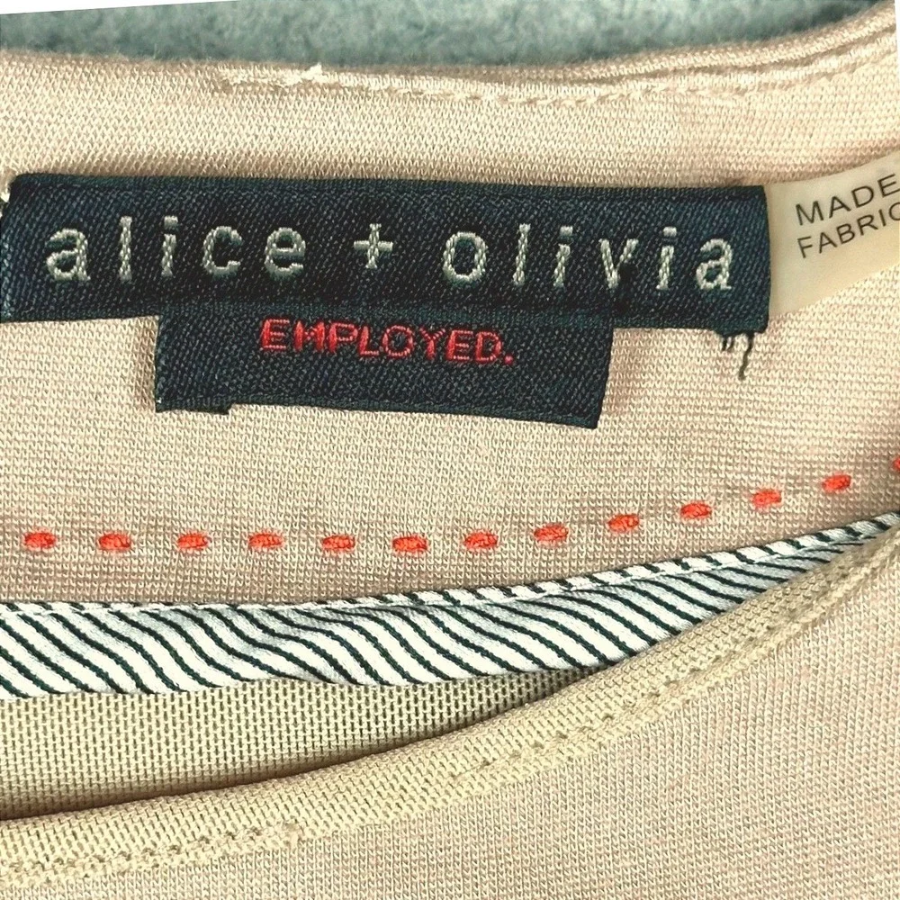 Alice + Olivia Amena Employed Colorblock Sheath Dress Size 2 Nude Career Office